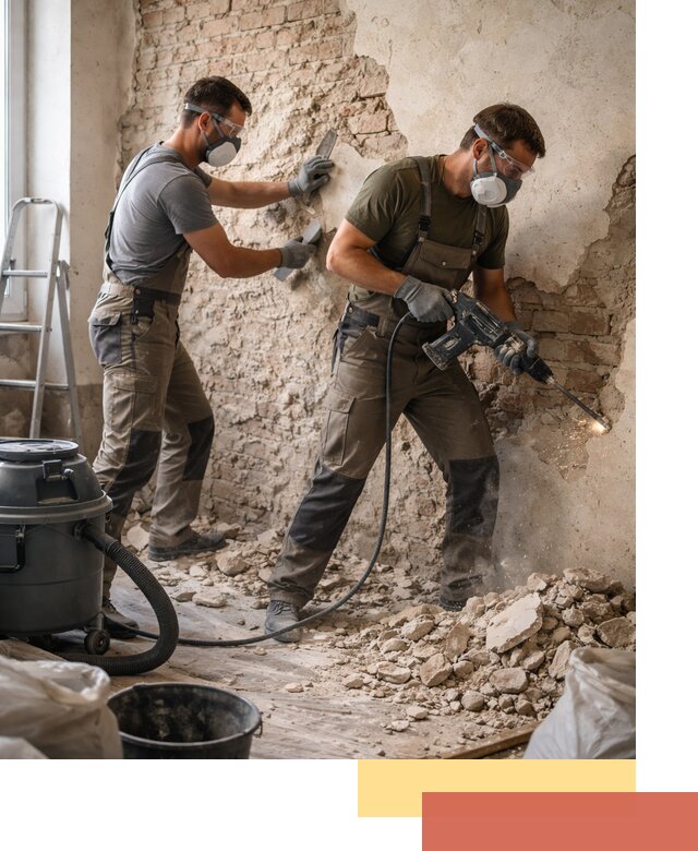 Демонтаж штукатурки со стен в Торжке быстро и аккуратно