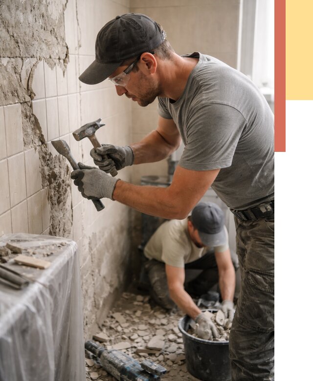 Демонтаж плитки со стен в Торжке от 869 руб. — быстро и недорого | ОТДЕЛОЧНИК-Трж