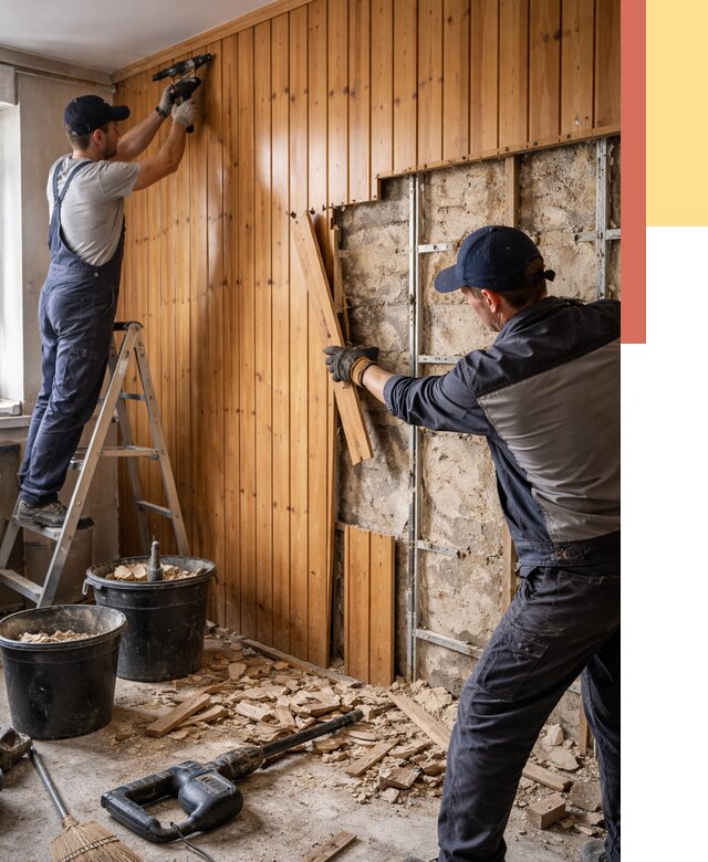 Демонтаж вагонки со стен в Торжке от 1482 руб. — снятие, удаление, срочно | ОТДЕЛОЧНИК-Трж