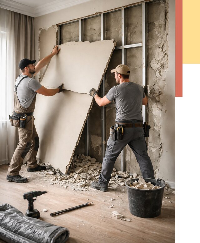 Демонтаж гипсокартона со стен в Торжке от 358 руб. — услуги демонтажа | ОТДЕЛОЧНИК-Трж