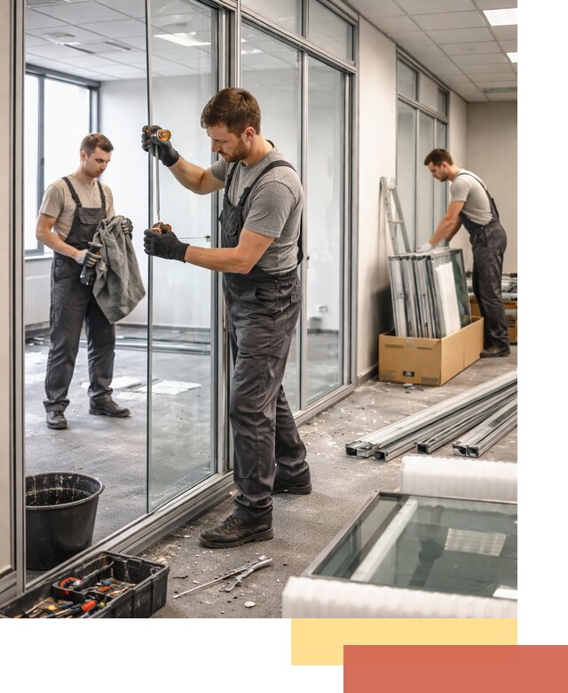 Демонтаж стеклянных перегородок в Торжке быстро и безопасно