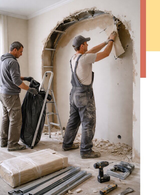 Демонтаж арки из гипсокартона в Торжке от 3578 руб. — услуги под ключ | ОТДЕЛОЧНИК-Трж