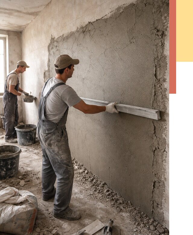 Цементная штукатурка стен в Торжке от 4601 руб/м2 — быстро и недорого | ОТДЕЛОЧНИК-Трж