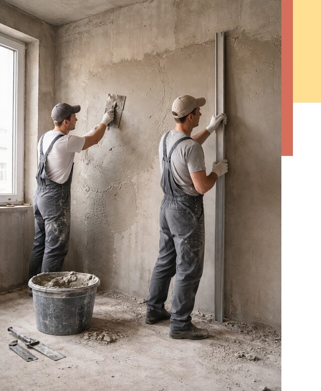 Штукатурка бетонных стен в Торжке от 4601 руб/м² — качественно и быстро | ОТДЕЛОЧНИК-Трж