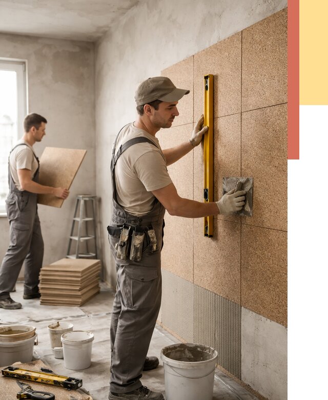 Монтаж пробковых панелей на стены в Торжке от 3578 руб. — ОТДЕЛОЧНИК-Трж