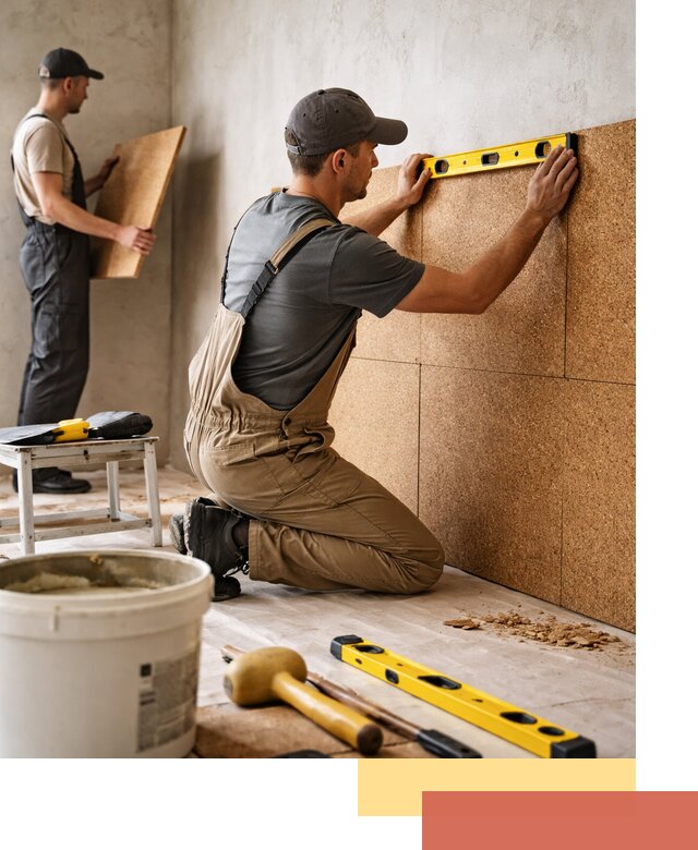 Монтаж пробковых панелей на стены в Торжке быстро и качественно