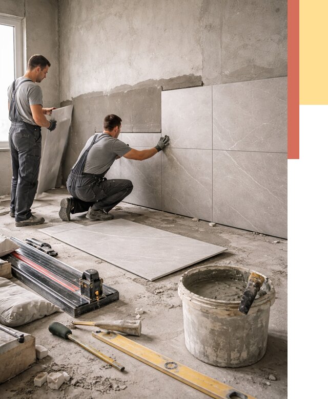 Облицовка стен керамогранитом в Торжке от 4294 руб./м² — услуги под ключ | ОТДЕЛОЧНИК-Трж