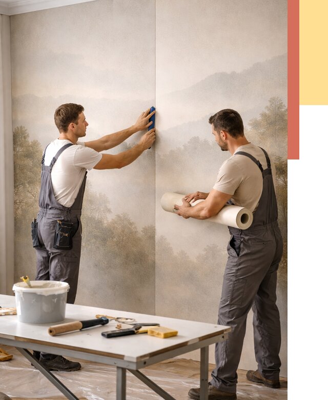 Поклейка фотообоев в Торжке от 8690 руб/м² — быстро и недорого | ОТДЕЛОЧНИК-Трж