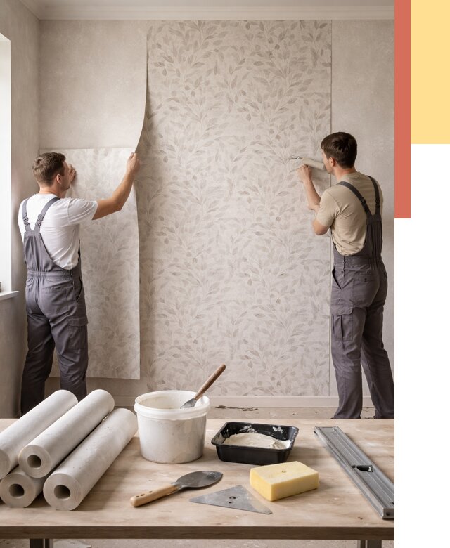 Поклейка обоев с подбором рисунка в Торжке от 3578 руб. | ОТДЕЛОЧНИК-Трж - быстро и недорого