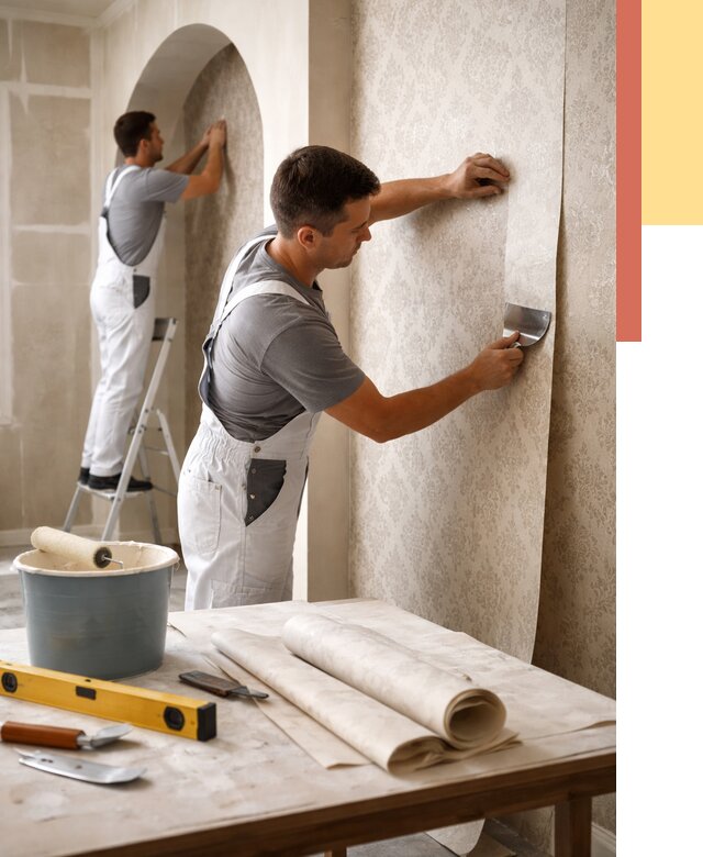 Поклейка обоев на сложные стены в Торжке от 2863 руб. под ключ | ОТДЕЛОЧНИК-Трж