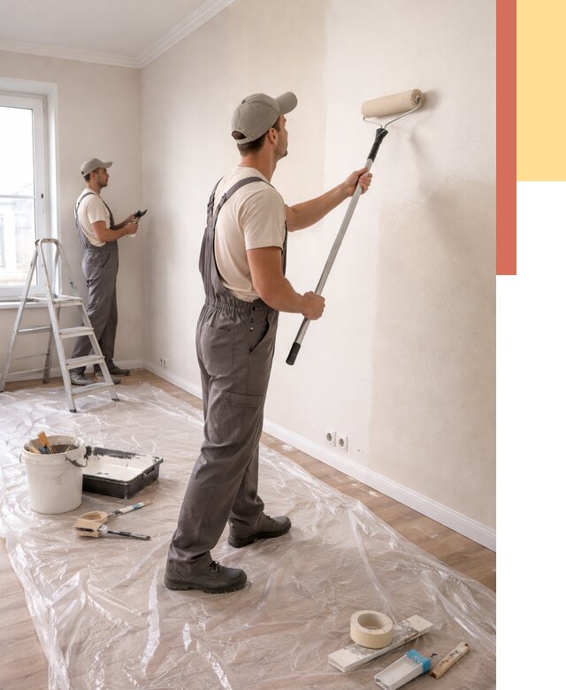 Покраска стен акриловой краской в Торжке от 3578 руб./м² — быстро и недорого | ОТДЕЛОЧНИК-Трж