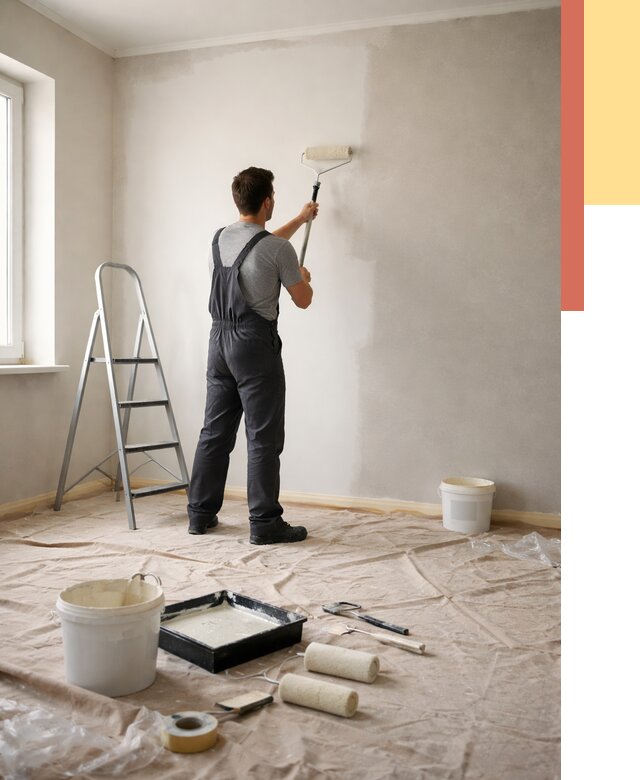 Покраска стен моющейся краской в Торжке от 358 руб./м² — быстро и недорого | ОТДЕЛОЧНИК-Трж