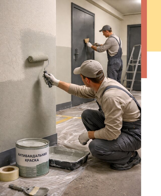 Покраска стен антивандальной краской в Торжке от 4601 руб./м² под ключ | ОТДЕЛОЧНИК-Трж