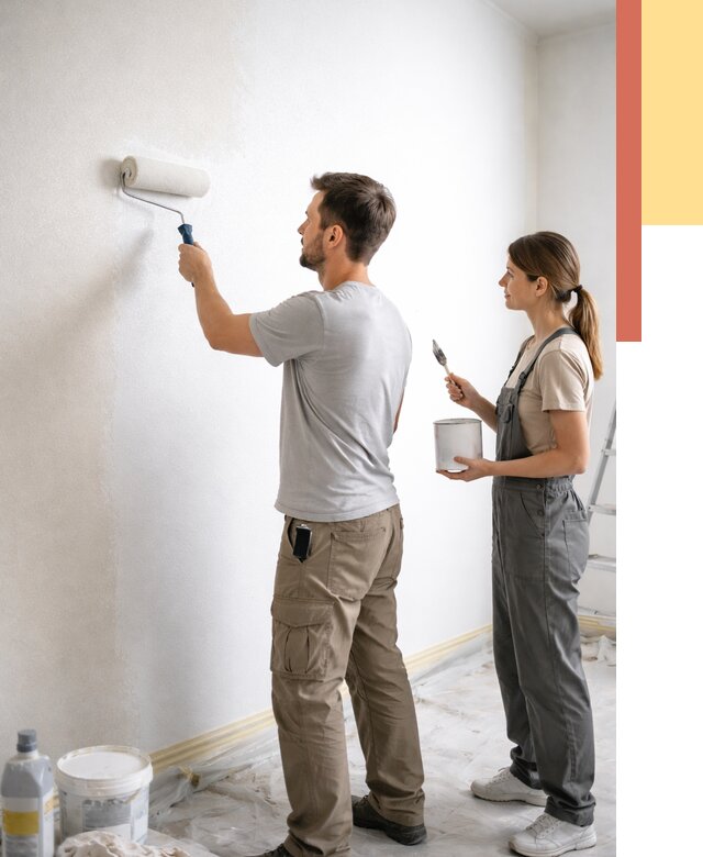 Окраска стен по стеклохолсту в Торжке от 4601 руб/м² под ключ | ОТДЕЛОЧНИК-Трж