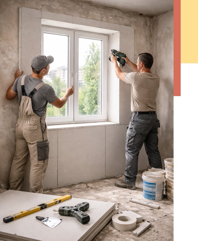 Монтаж откосов из гипсокартона в Торжке от 4601 руб. под ключ | ОТДЕЛОЧНИК-Трж