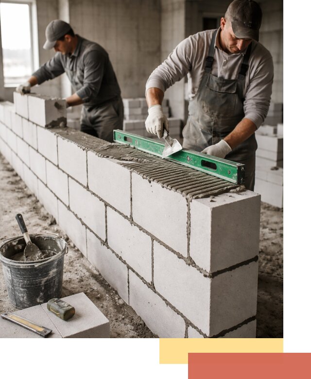 Кладка перегородок из газобетона в Торжке быстро и качественно