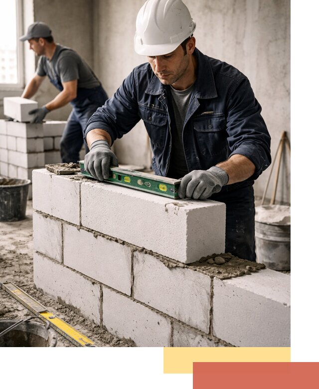 Кладка перегородок из пеноблока под ключ в Торжке