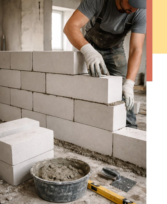 Кладка перегородок из силикатного блока в Торжке от 4090 руб. под ключ | ОТДЕЛОЧНИК-Трж