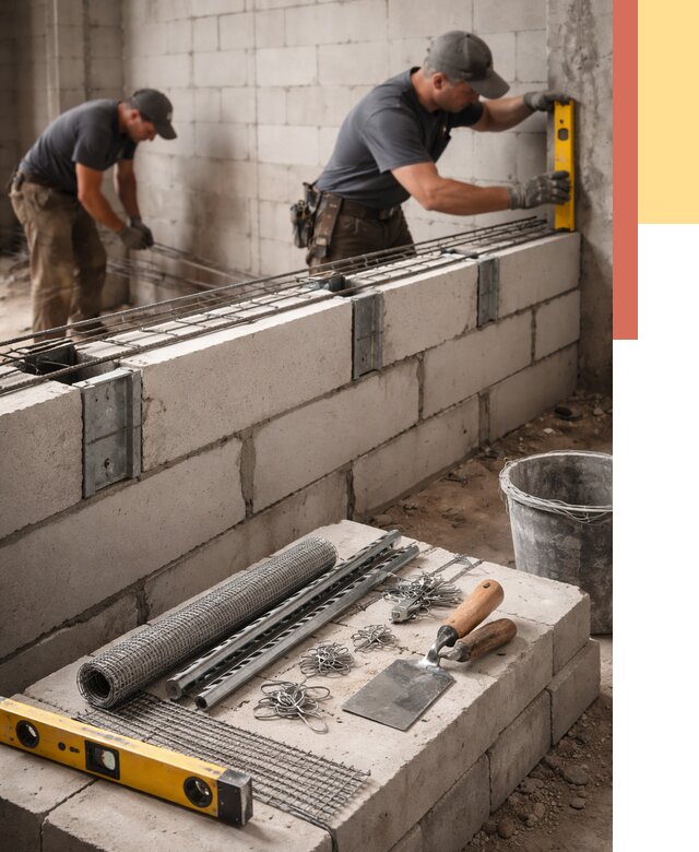 Армирование кладки перегородок в Торжке от 767 руб. под ключ | ОТДЕЛОЧНИК-Трж