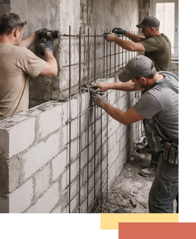 Армирование кладки перегородок в Торжке профессионально и надёжно