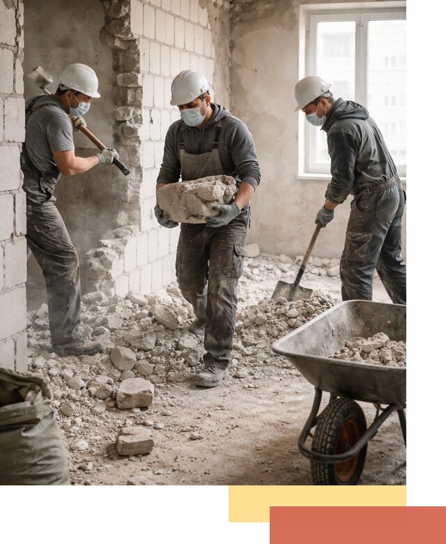 Демонтаж блочных перегородок в Торжке быстро и аккуратно