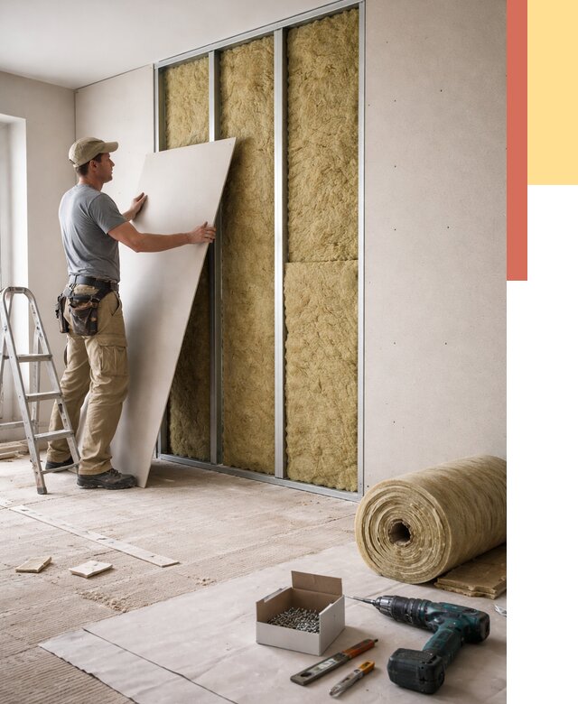 Перегородка из гипсокартона с шумоизоляцией в Торжке от 3190 руб. | ОТДЕЛОЧНИК-Трж