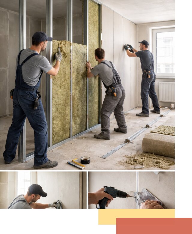 Перегородка из гипсокартона с шумоизоляцией в Торжке — монтаж под ключ