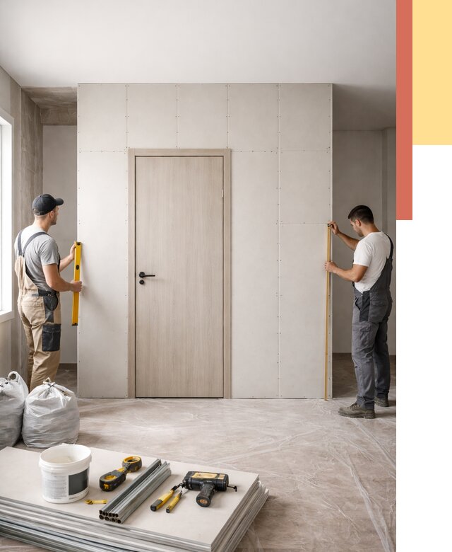 Перегородка из гипсокартона с дверью в Торжке от 4601 руб. под ключ | ОТДЕЛОЧНИК-Трж