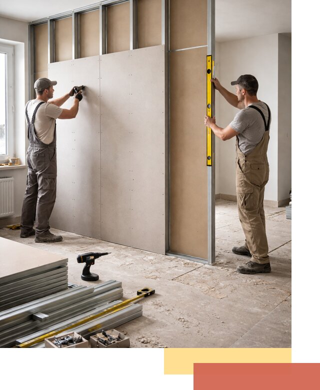 Зонирующая перегородка из гипсокартона под ключ в Торжке