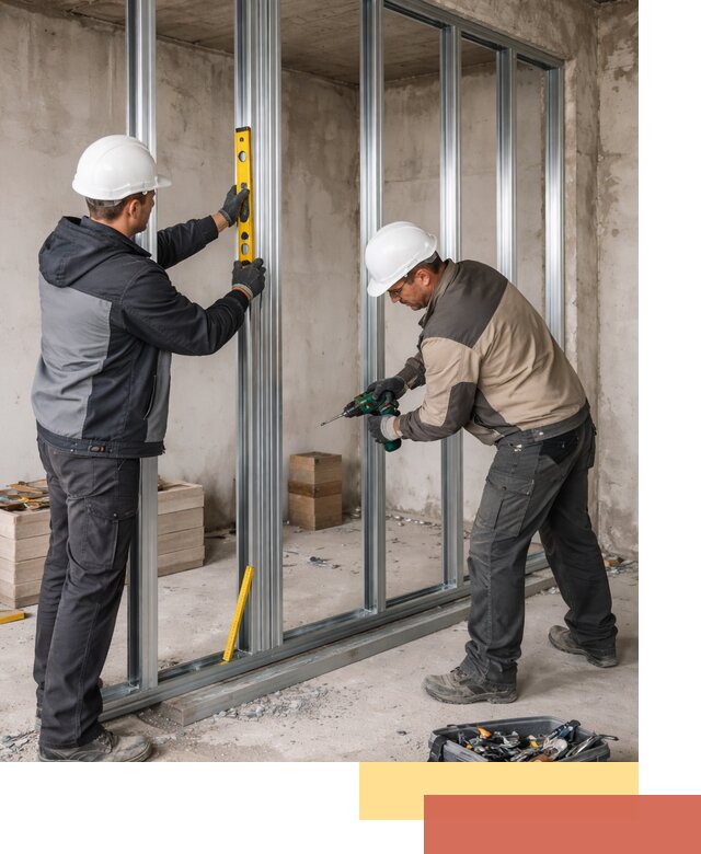 Монтаж каркаса перегородки из профиля в Торжке