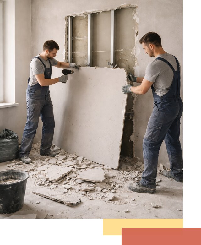 Демонтаж перегородки из гипсокартона в Торжке быстрый и аккуратный