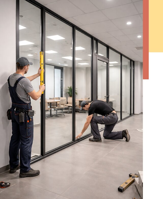 Каркасные стеклянные перегородки в Торжке под ключ от 9406 руб. | ОТДЕЛОЧНИК-Трж