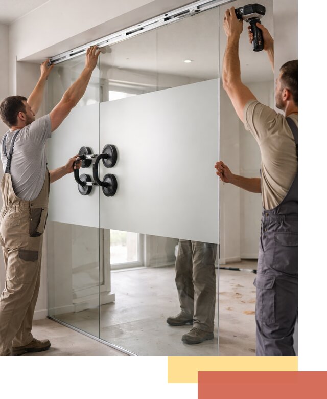 Матовые стеклянные перегородки под ключ в Торжке