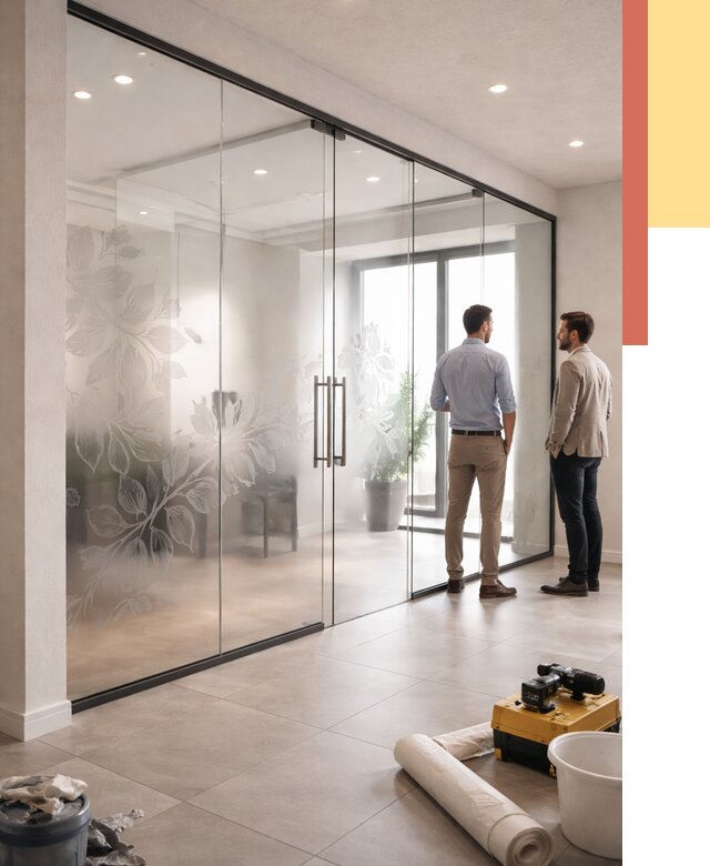 Стеклянные перегородки с рисунком в Торжке от 12780 руб. монтаж и нанесение | ОТДЕЛОЧНИК-Трж