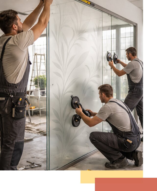 Стеклянные перегородки с рисунком на заказ в Торжке