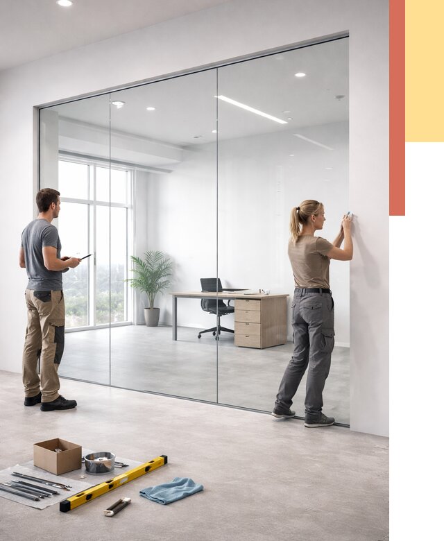 Перегородки из закаленного стекла в Торжке от 9713 руб. под ключ | ОТДЕЛОЧНИК-Трж