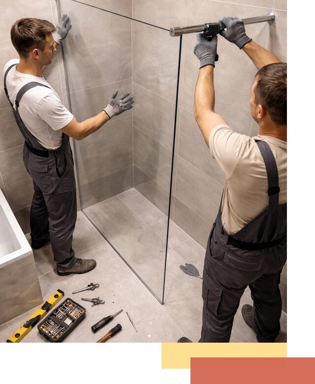 Стеклянные перегородки для душа в Торжке — изготовление и монтаж