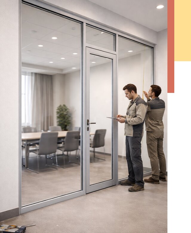 Установка и монтаж алюминиевых перегородок со стеклом в Торжке от 8384 руб. | ОТДЕЛОЧНИК-Трж