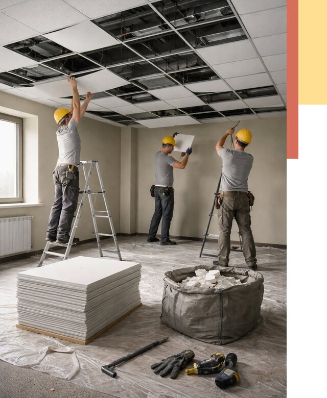 Демонтаж потолка Армстронг в Торжке от 4601 руб. быстро и недорого | ОТДЕЛОЧНИК-Трж