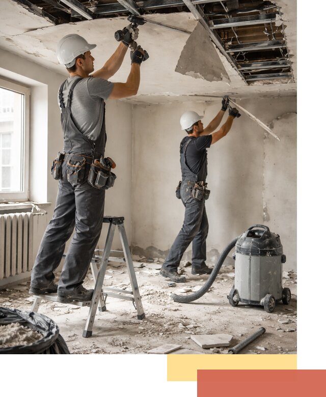 Демонтаж гипсокартонного потолка в Торжке быстро и аккуратно