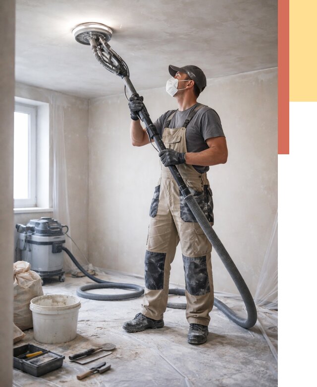 Шлифовка потолка в Торжке от 3578 руб. — услуги шлифования потолка | ОТДЕЛОЧНИК-Трж