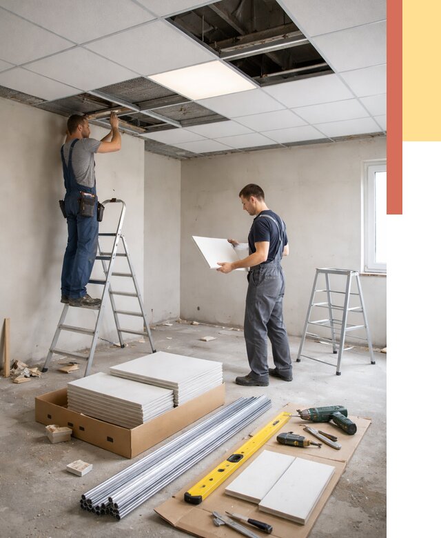 Монтаж потолка армстронг в Торжке от 4601 руб/м2 — быстрая установка под ключ | ОТДЕЛОЧНИК-Трж