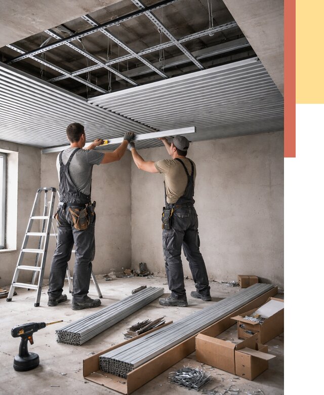 Монтаж реечного потолка в Торжке от 4601 руб. под ключ | ОТДЕЛОЧНИК-Трж