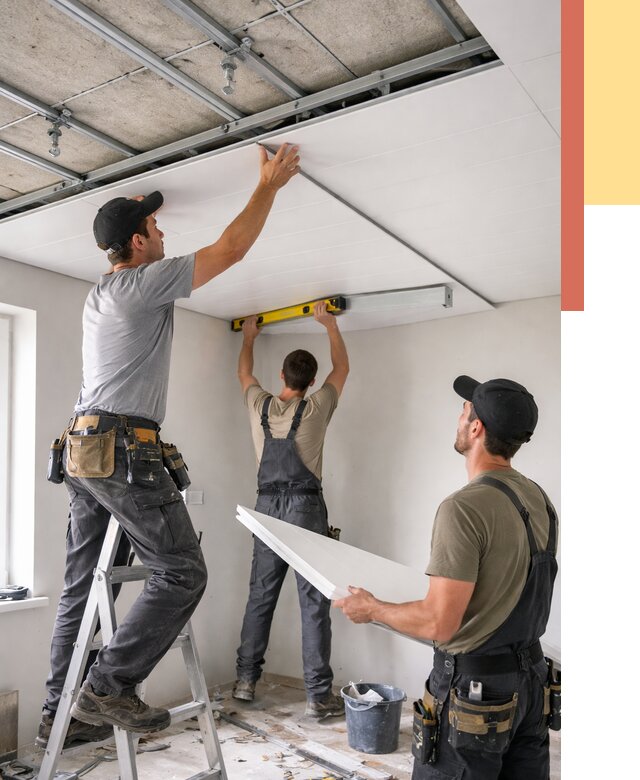 Монтаж потолка из ПВХ панелей в Торжке от 3578 руб./м2 — быстро и недорого | ОТДЕЛОЧНИК-Трж