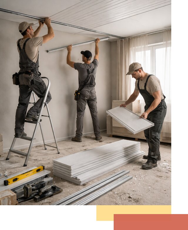 Монтаж потолка из ПВХ панелей в Торжке оперативно и качественно