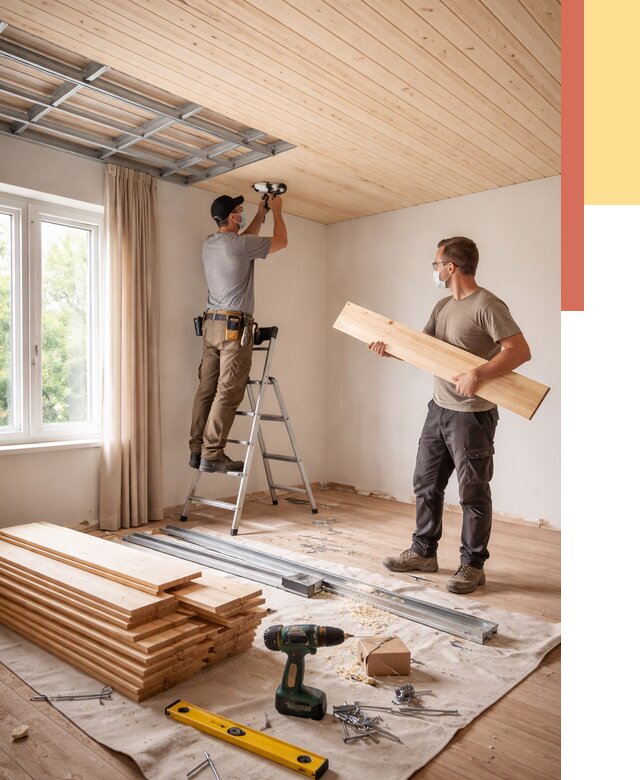 Монтаж потолка из вагонки в Торжке от 6646 руб. | Быстро и недорого — ОТДЕЛОЧНИК-Трж