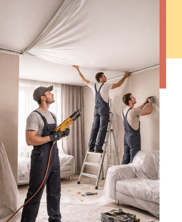 Установка натяжного потолка в Торжке от 4601 руб. | Быстро и недорого — ОТДЕЛОЧНИК-Трж