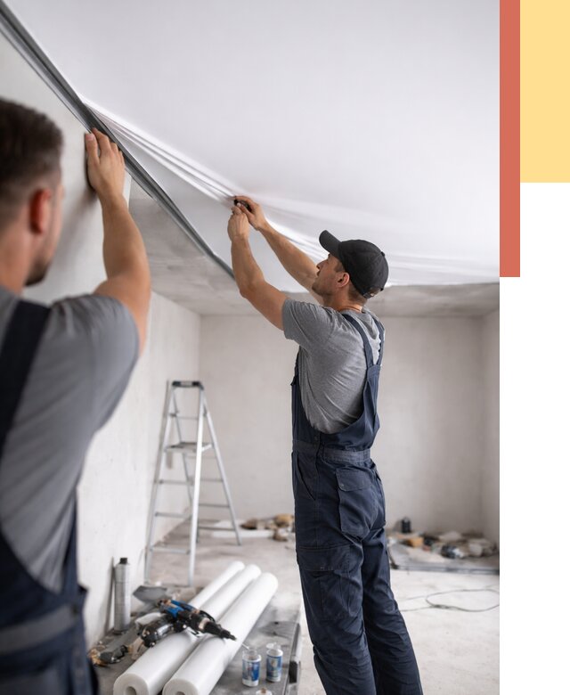 Монтаж матового натяжного потолка в Торжке от 4601 руб./м² — быстро и недорого | ОТДЕЛОЧНИК-Трж