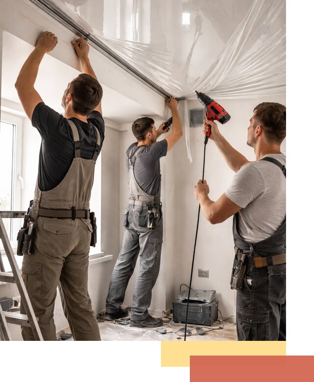 Монтаж глянцевого натяжного потолка в Торжке быстро и качественно