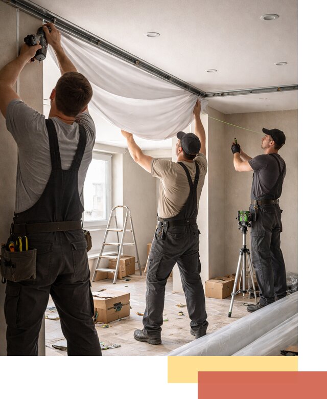 Монтаж парящего натяжного потолка под ключ в Торжке